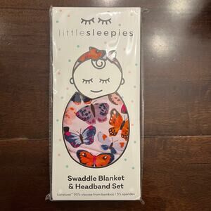 Little Sleepies Butterfly Kisses Swaddle and Luxe Bow Headband Set NIP